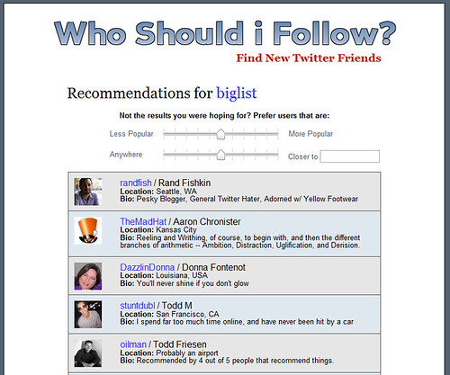 Twitter Tool Who Should I Follow