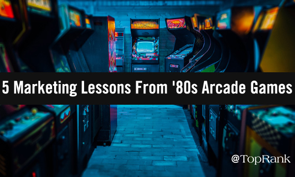 Video arcade filled with 1980s-era stand-up video game cabinets image.