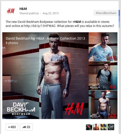 David Beckham H&M Google+