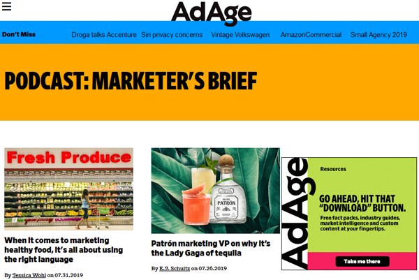 AdAge Marketers Brief Image