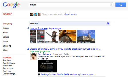 Google Plus SOPA