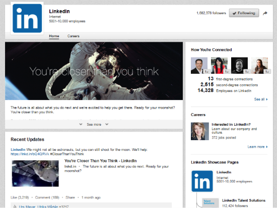 LinkedIn Showcase Page