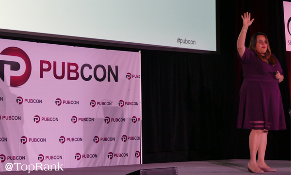 Microsoft's Purna Virji at Pubcon Las Vegas 2018 Photo by Lane R. Ellis