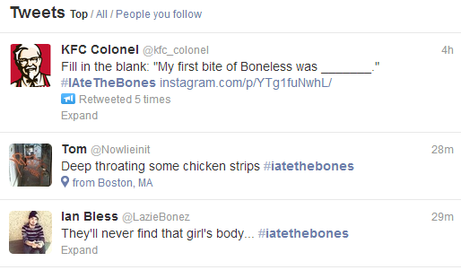 Twitter Search for KFC #IatetheBones social media fail