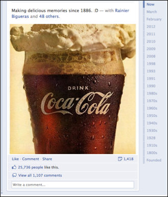 coca cola facebook timeline