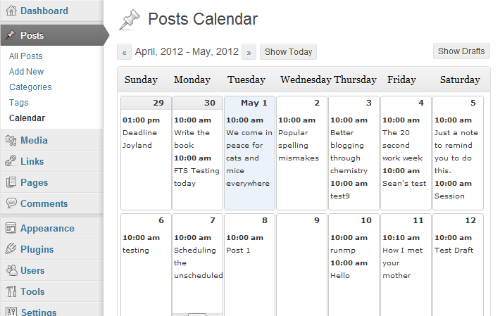 WordPress Editorial Calendar