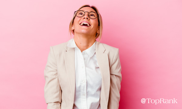 Smiling woman with a zest for B2B marketing image.